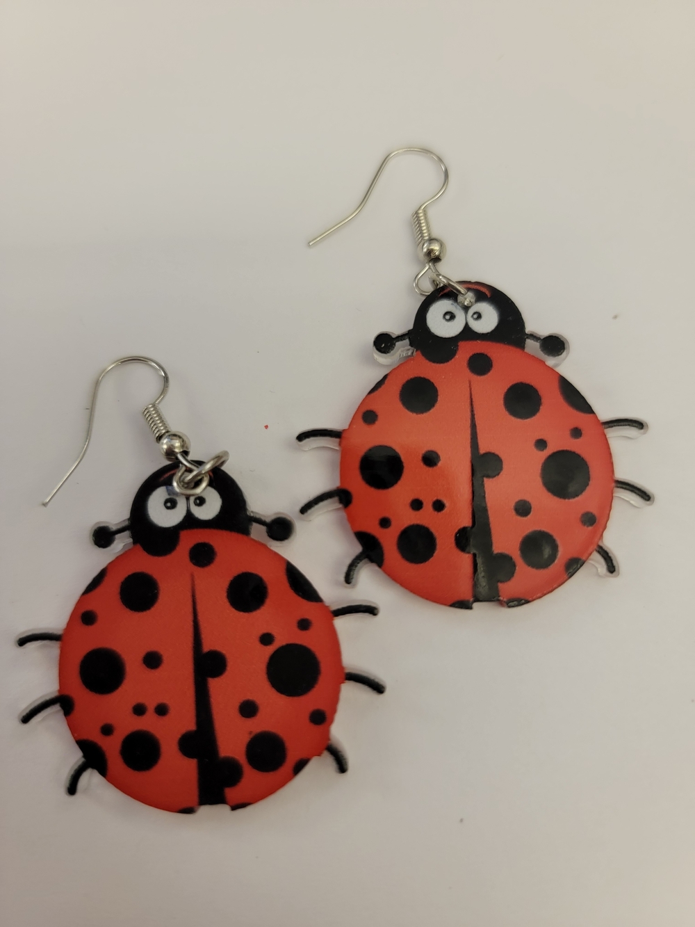 Red Ladybug Dangle Earrings
